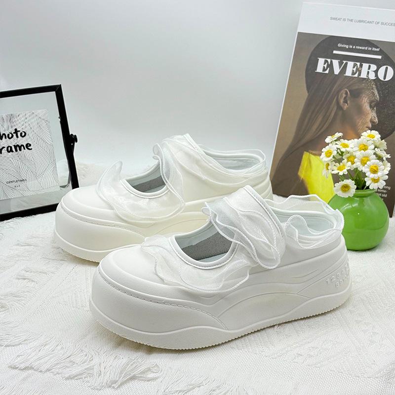 Thick bottom heightening bag head half slippers women's 2025 summer new Velcro mesh breathable casual Mary Jane sandals