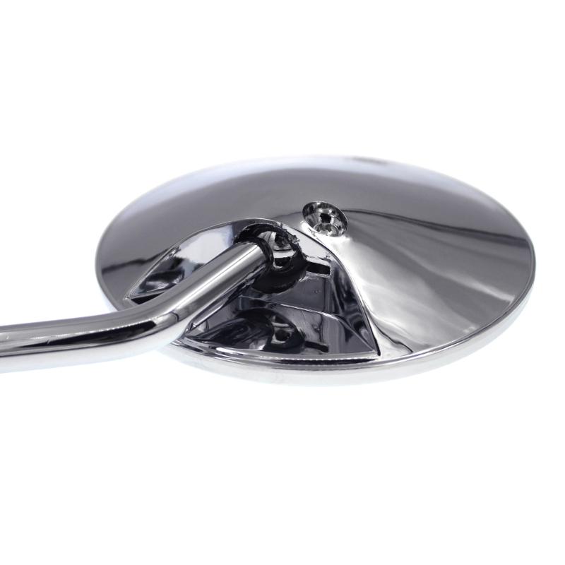 Silver Long Stem Round Motorcycle Mirror Universal for Motorbike