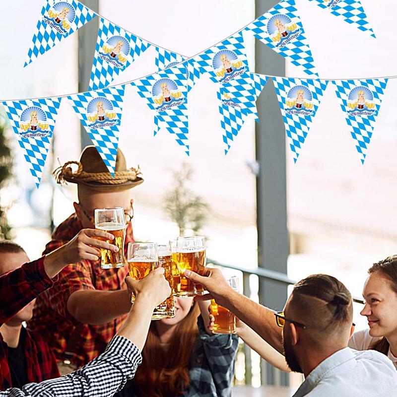Decorazioni Oktoberfest Stendardo Bandiera Bavarese da 8 Metri Forniture Festa della Birra Ghirlanda Striscione per Giardino Bar Casa Tende Esterno