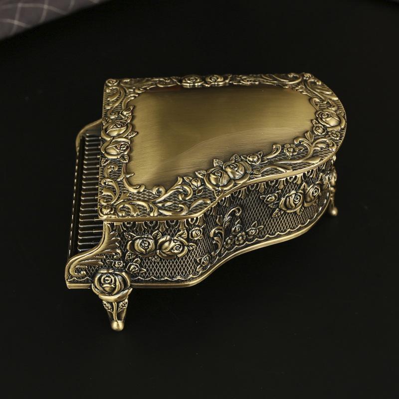 

Rose Piano Jewelry Box European Style Creative Rose Bronze Luxury Jewelry Box Metal Tabletop Jewelry Storage