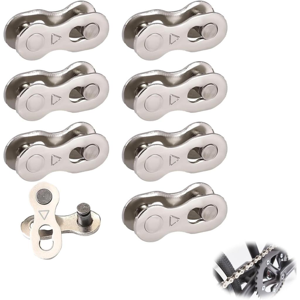 8 Pairs Bicycle Chain Links, 6/7/8 Speed Quick Release Bike Chain Connectors, Replacement Reusable Steel Bicycle Missing Link Repair Accessories