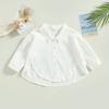 Baumwolle Casual Kinder Kinder Shirts Kleinkind Baby Mädchen Jungen Sommer Tops Kurzarm Revers Kragen Einfarbig Button Down Shirts