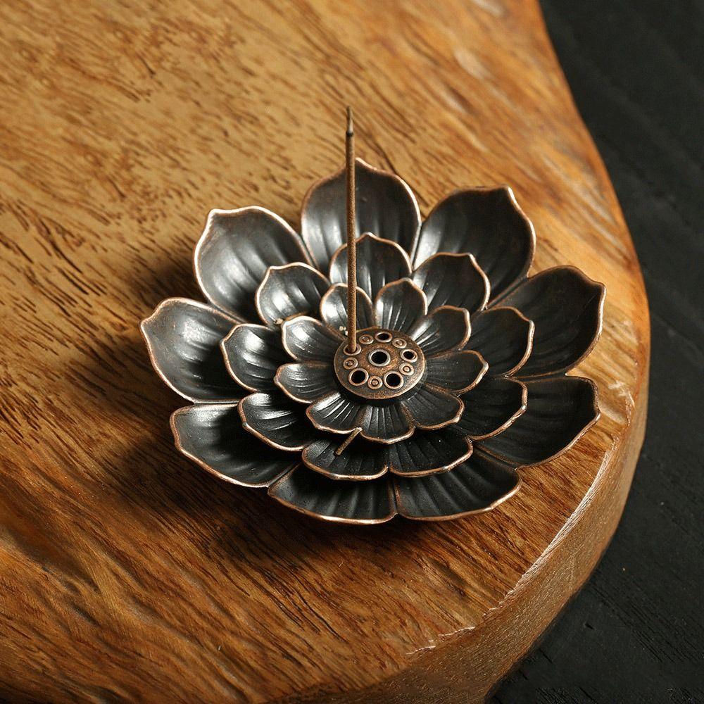 Multi-Hole Lotus Censer Alloy Incense Stick Holder Simple Incense Tray  Temples Home Office