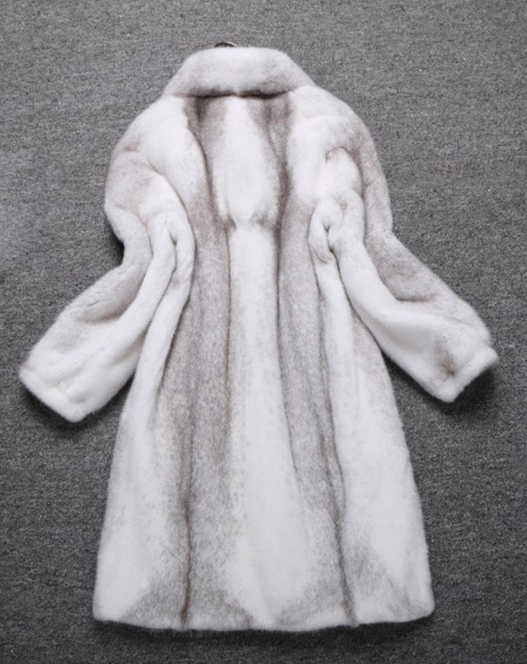 Women's Stylish Long Mink Fur Coat with Stand-Up Collar for Winter Warmth