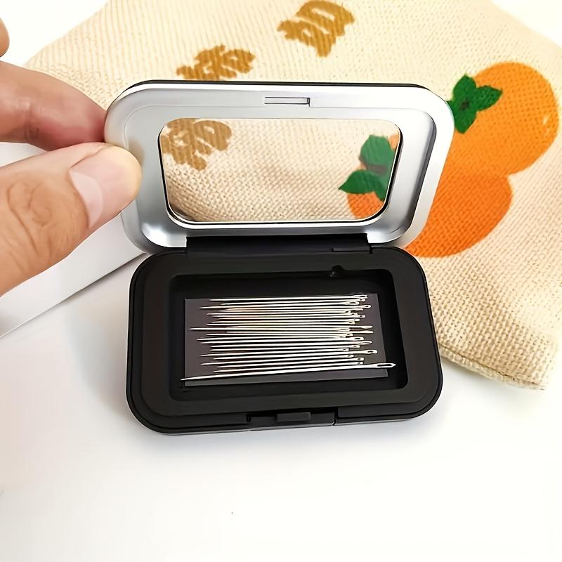 1Pc Black Magnetic Sewing Needle Storage Box, Durable Stainless Steel Case with Clear Window, Organizer for Craft Supplies