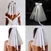60cm Marriage Bridal Layered Veil Girls Tulle with Ribbon Bowknot Wedding Tiaras