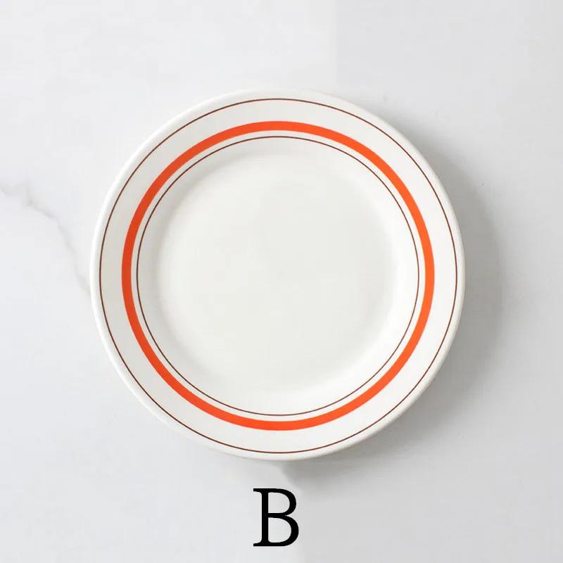 Farfurii plate din ceramică de 8 inch Vase de uz casnic pentru mic dejun Desert Salată Friptură Farfurie pentru cină Vase de servire pentru cafenea