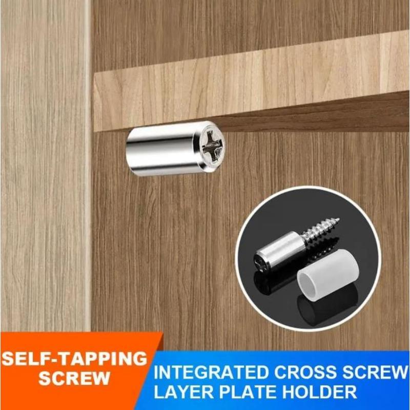 100/10PCS Self Tapping Screw Layer Plate Holder Wardrobe Septum Brackets Fixed Screw Shelf Support Pegs with Non-Slip Sleeve