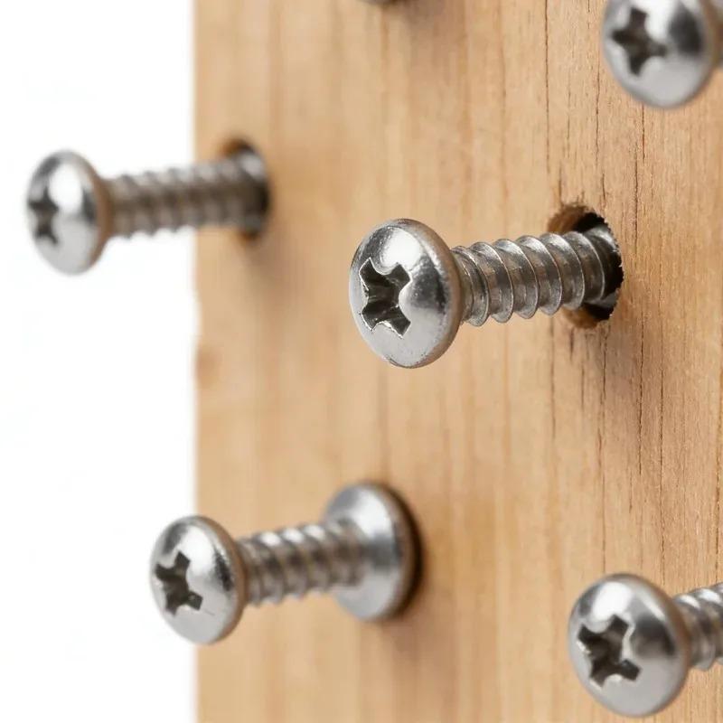 Round Head Self-Tapping Screw Stainless Steel Phillips Recessed Truss Head Wood Screws Mushroom Screw Woodworking Fasteners