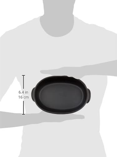 Banko-yaki Gratin Dish, Single-Serve, Approx. 24cm Diameter, Heat-Resistant Ceramic, Oven, Microwave, and Dishwasher Safe, Black, Made In Japan
