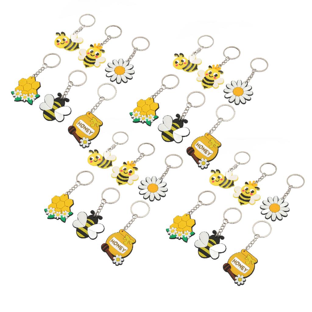 24ks Klíčenka Sedmikráska Včely Kreslená Roztomilá Barevná Kovová Klíčenka na Batoh Tašky na Oblečení Párty