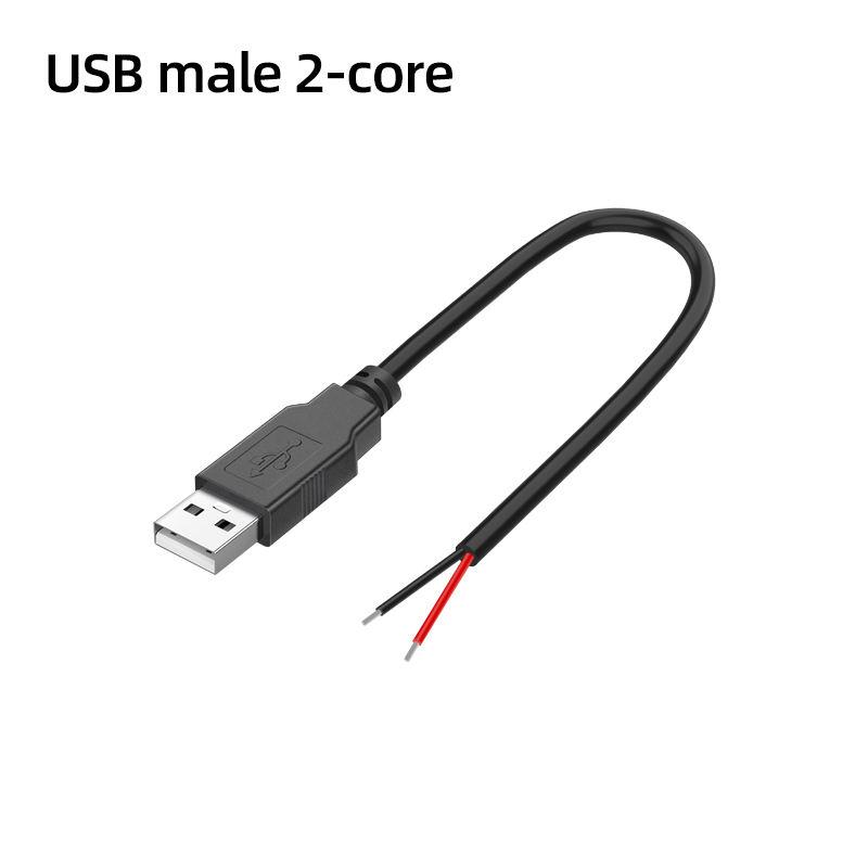 USB 2.0 Data Extension Cable 2 Core 4 Core Male Plug to Open End Pigtail Cable 0.3m