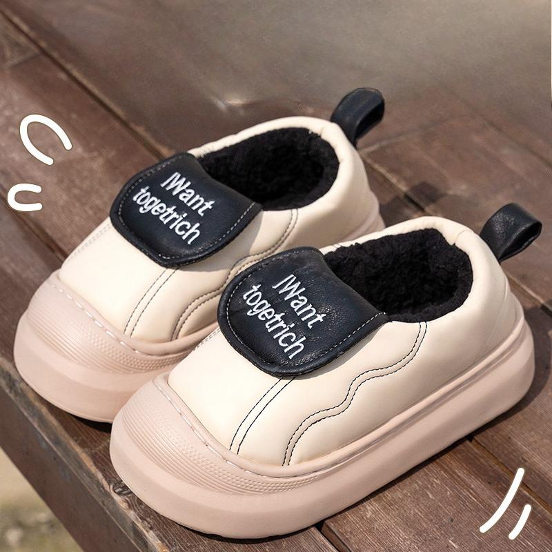 New Waterproof Fleece Warm Thick-soled Shoes with Velcro Anti-slip Home Cotton Shoes