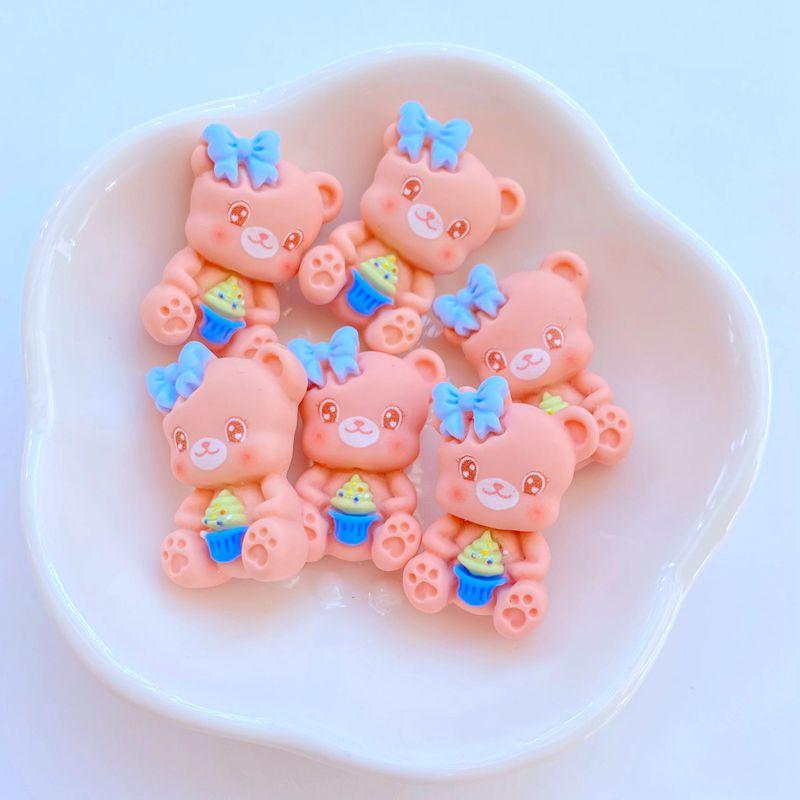 10Pcs New Cute Resin Cartoon Small Rabbit Bear Series Flat Back Fit Phone Deco Parts Embellishments for Hair Bows Accessories