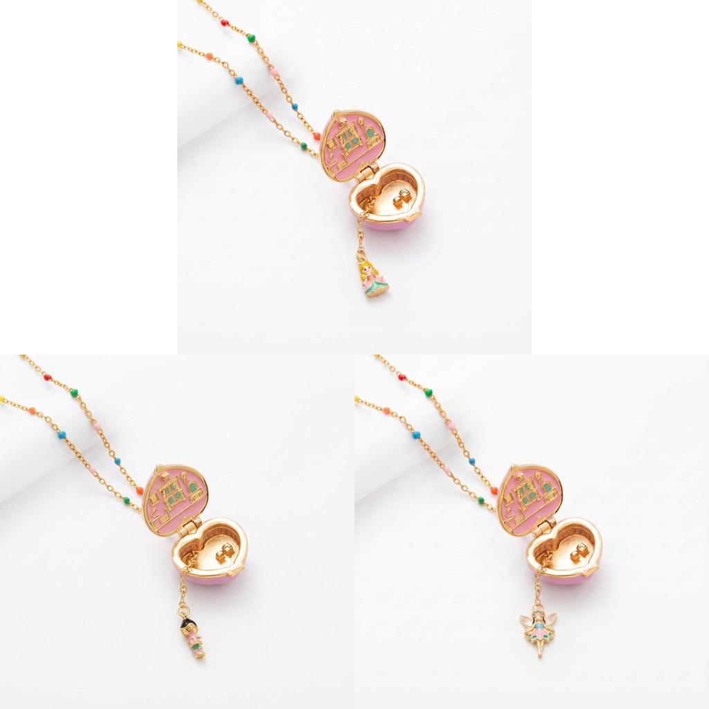 Heart Shaped Copper Necklace With Pink Star Ring And Musical Note For Girls Gift