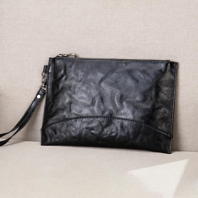 

Fashion Clutch Bag Genuine Leather Soft Cowhide Hand Purse Men s Clutches for men male Big Wallet Phone Pouch Bag Business чорний