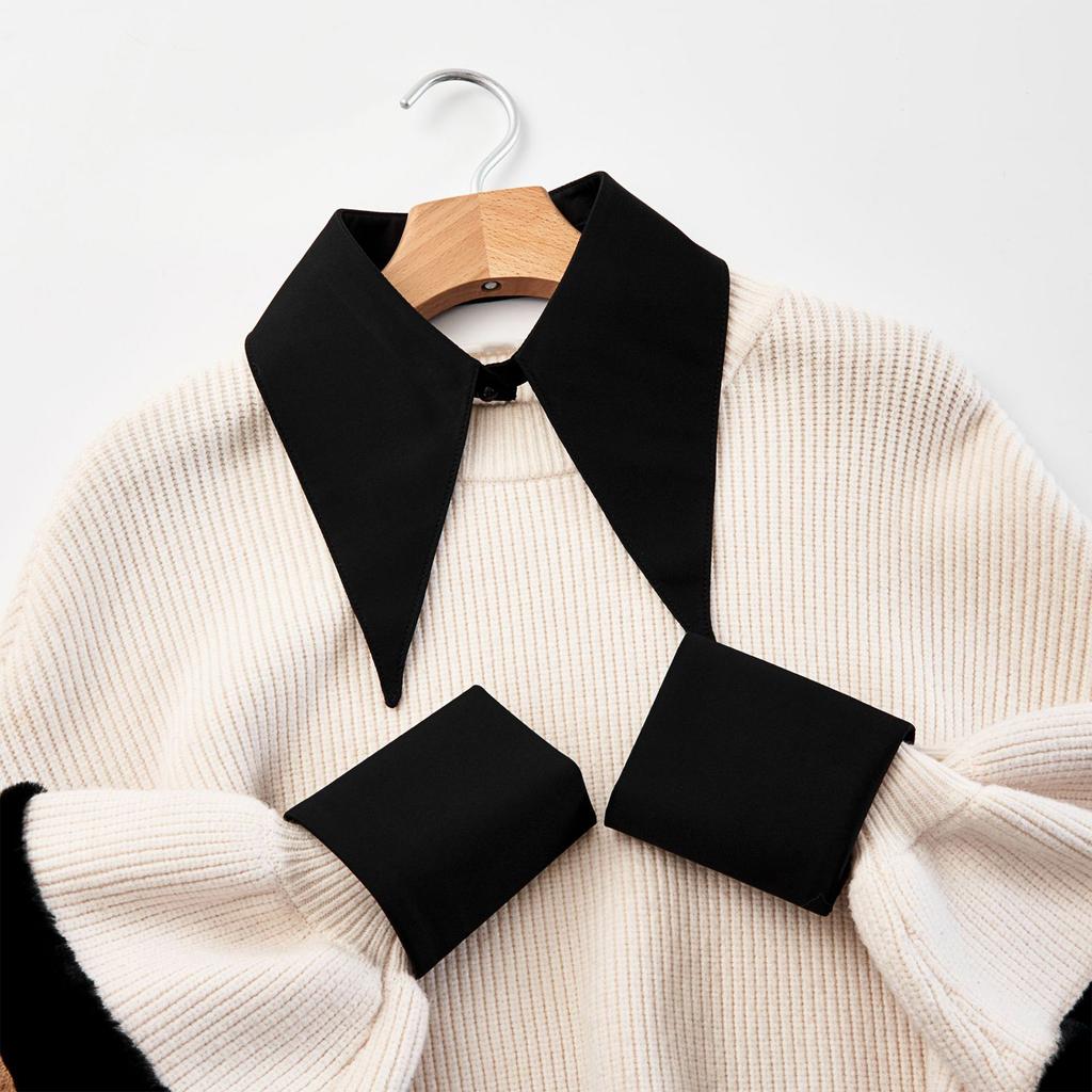 Spisse mansjetter Innsett krage Bluse Spredt jakkeslag Antikk kunst krage Søtt sjal Innsett Dekorativt sjal