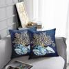 Emvency Set of 2 Throw Pillow Cover Blue Seashore Indigo Ocean Coral Seashells Beach House Gray Coastal Decorative Pillow Case Home Decor Square 18 X