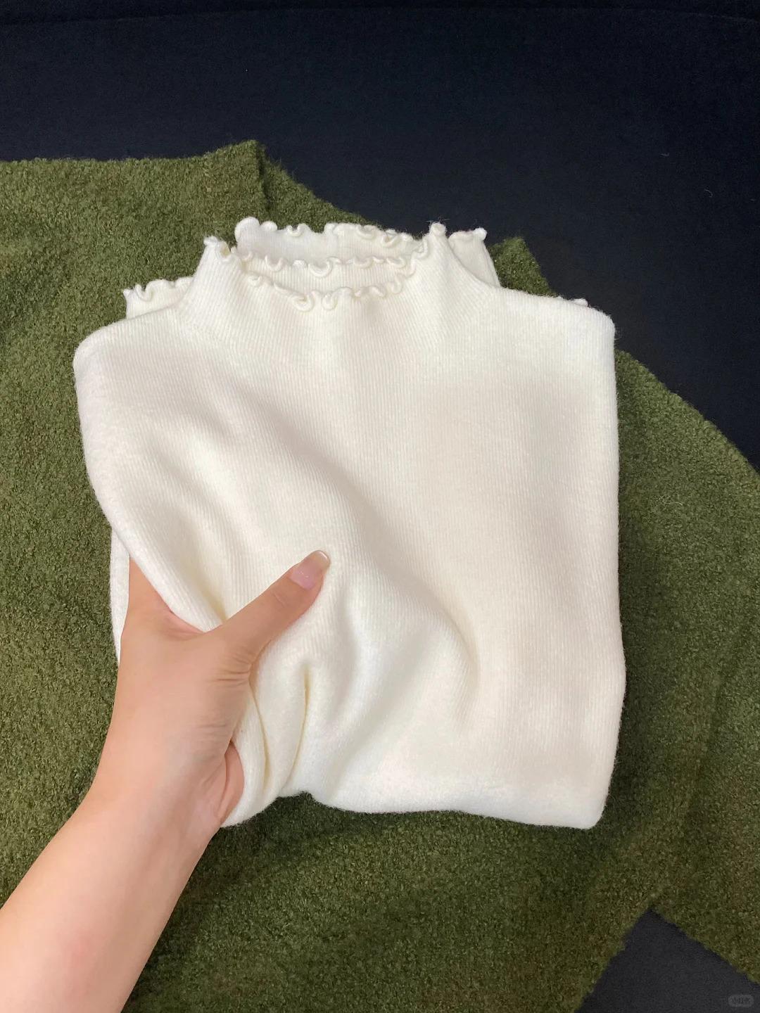 

Autumn and winter high-end small stand-up collar inner bottoming shirt, fungus edge long-sleeved shirt, women s gentle slim-fitting and thin top L белый