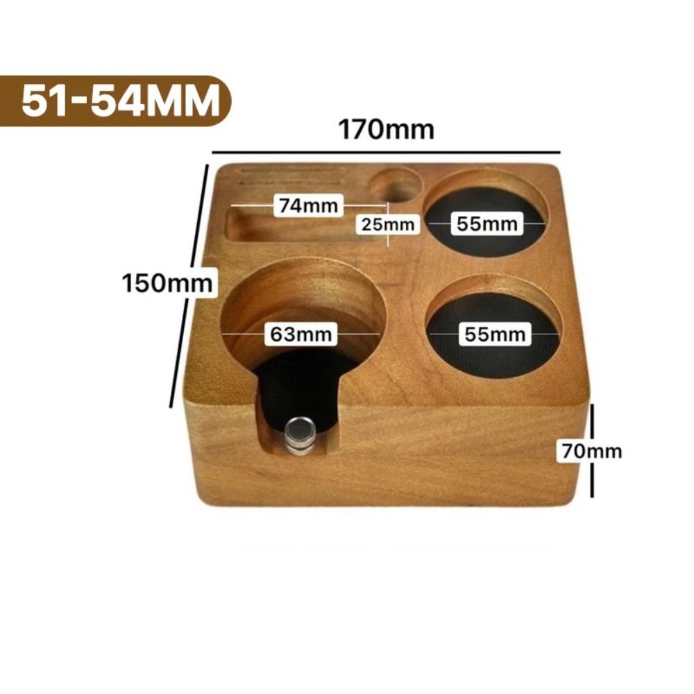51/54/58mm Espresso Tamping Station Wooden Adjustable Coffee Tamper Stand Square Coffee Tamper Holder