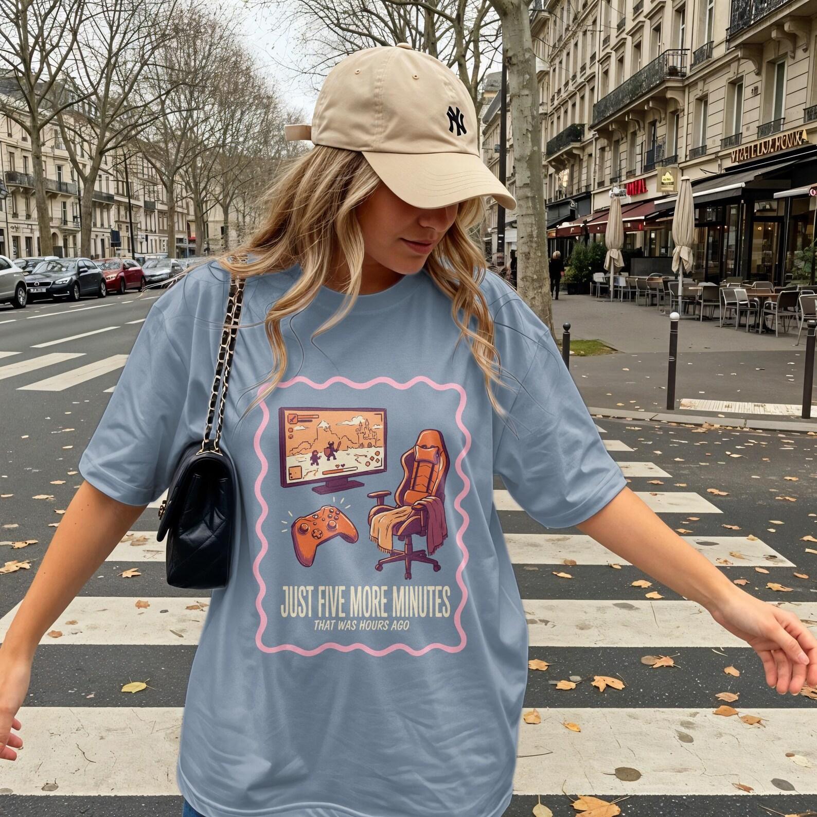 Just Five More Minutes T-Shirts T-shirts, Gamer, Cozy Gaming, Funny Gaming, Gift For Gamer, Cozy Gamer, Streaming, Video Game Lover L