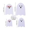 4pcs/set Creative Wooden Halloween Ghost Decor Cute Unique White Ghost Signs Cartoon Funny Ghost Tabletop Decorations Home