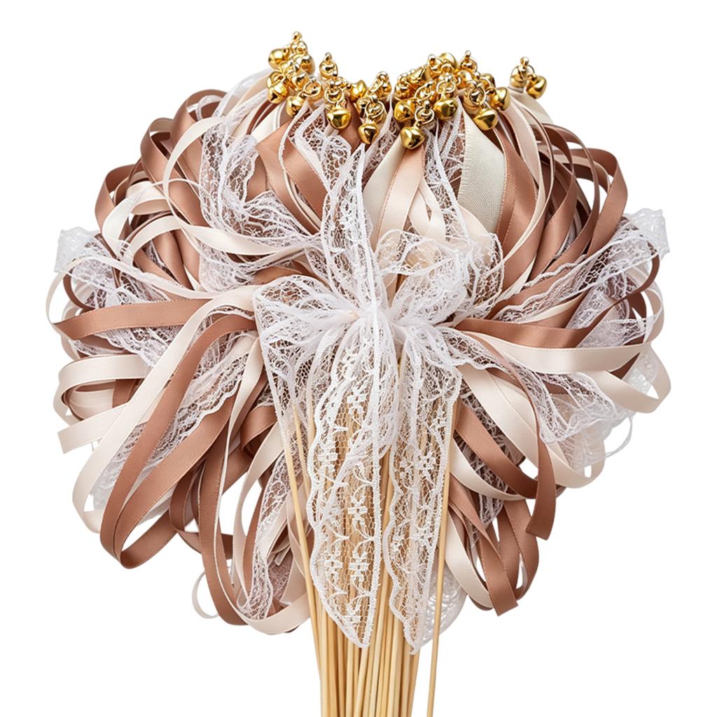 30pcs Wedding Sparklers for Send Off with Gold Bells and Lace Silk Party Event Holiday Celebration Gift