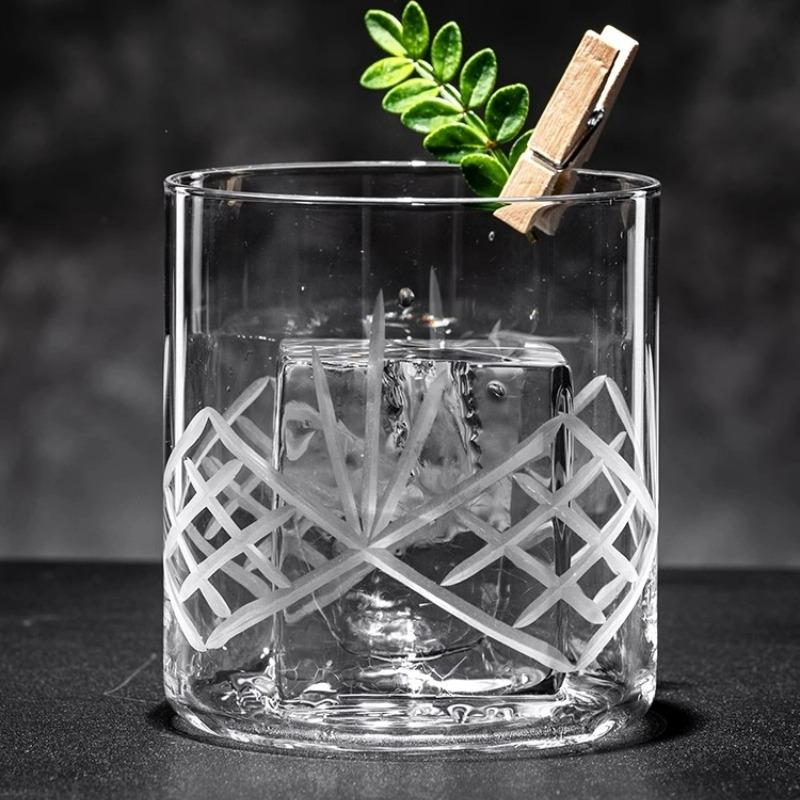 Classical Whiskey Glass Cups Japanese Style Cocktail Glasses Cups Ultra-thin Carved Glass Cup Simple Colin Cup Kitchen Accessory