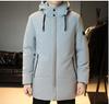 Autumn Winter Men's Thick Mid To Long Coat Hooded Warm Quilted Jacket Wind-resistant Cold Weather Parkas Lined Hood Outerwear Coat Plus Size