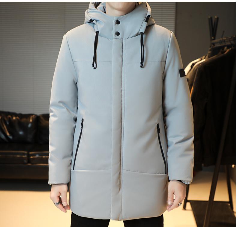 Autumn Winter Men's Thick Mid To Long Coat Hooded Warm Quilted Jacket Wind-resistant Cold Weather Parkas Lined Hood Outerwear Coat Plus Size
