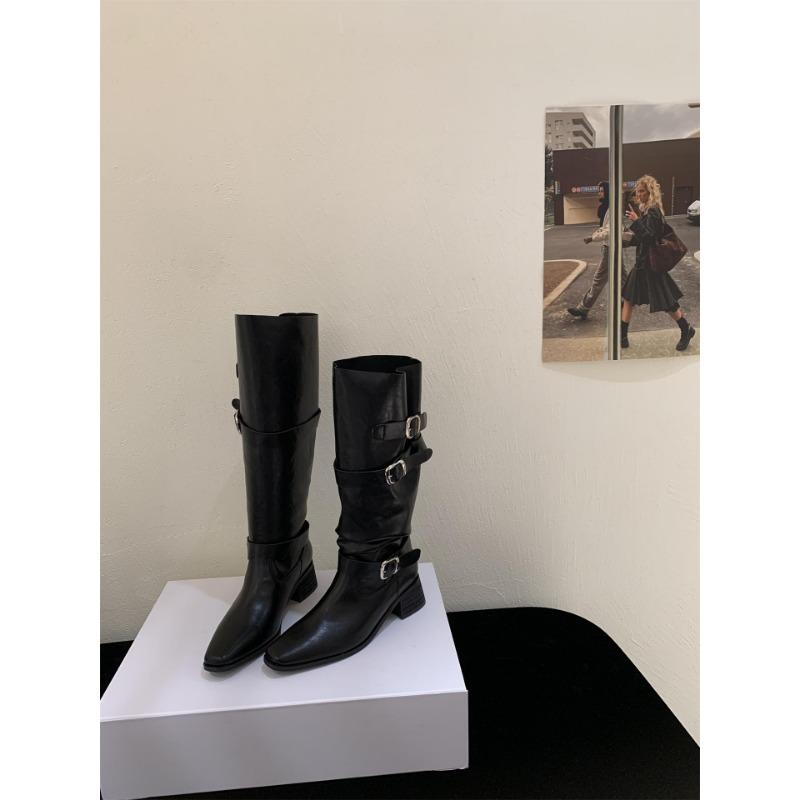 

Thick heel retro suede boots women s shoes new autumn design sense two wear thin medium boots 35