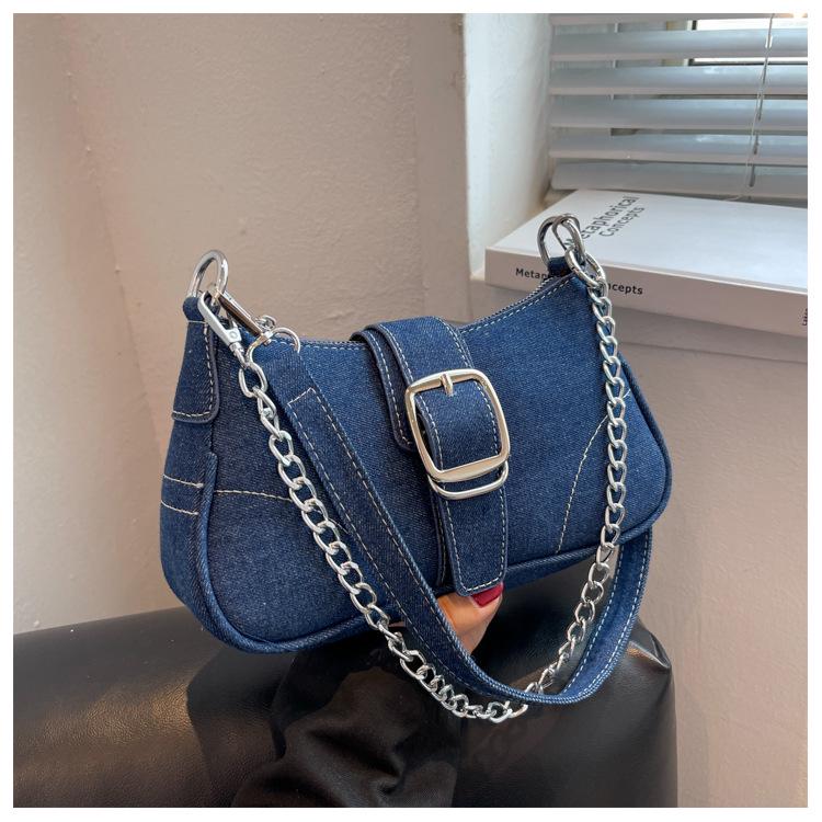 2023 Retro Fashion Women's Denim Chain Crossbody Shoulder Bag – Textured Versatile Underarm Style