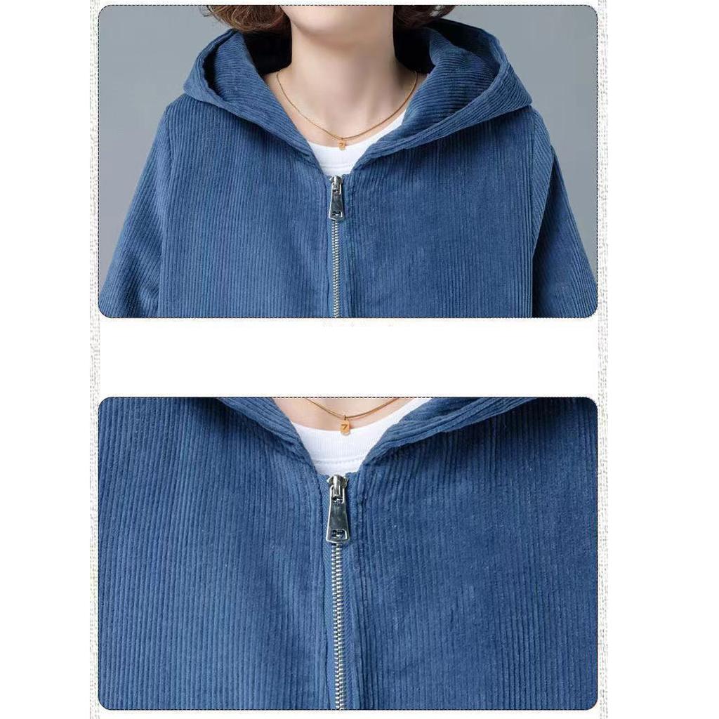 Autumn and Winter Women's Corduroy Baseball Jacket Korean Style Loose Slimming Jacket Casual Hoodie