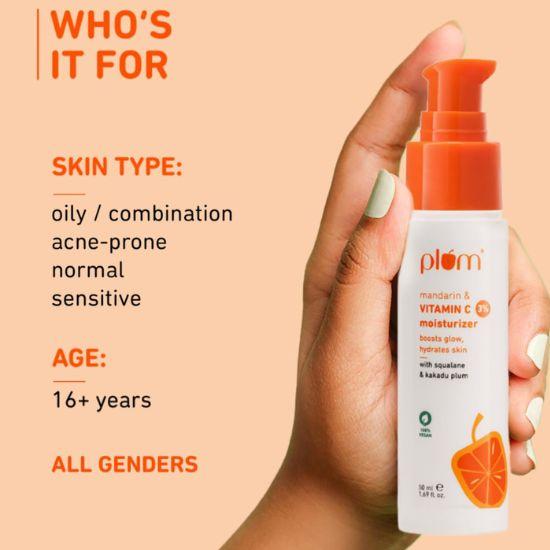 Plum 3% Vitamin C Moisturizer with Mandarin | Improves Uneven Skin Tone & Elasticity | Fragrance-Free | 100% Vegan