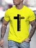 Men's Summer 100% Cotton Fashion Cross Graphic Printed Loose Large Casual Round Neck Short Sleeve T-shirt