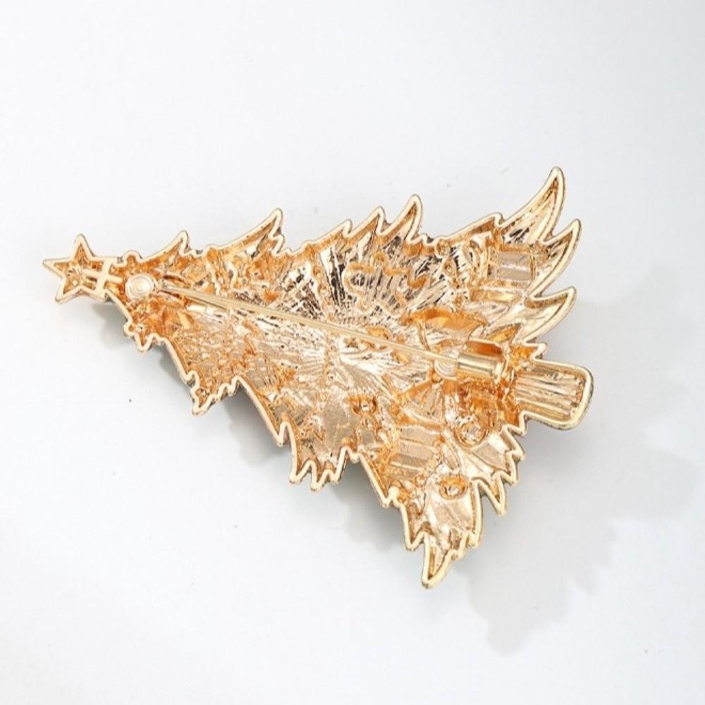 Imitation Pearl Rhinestone Brooch Vintage Style Enamel Plant Pins Christmas Tree Brooch Office