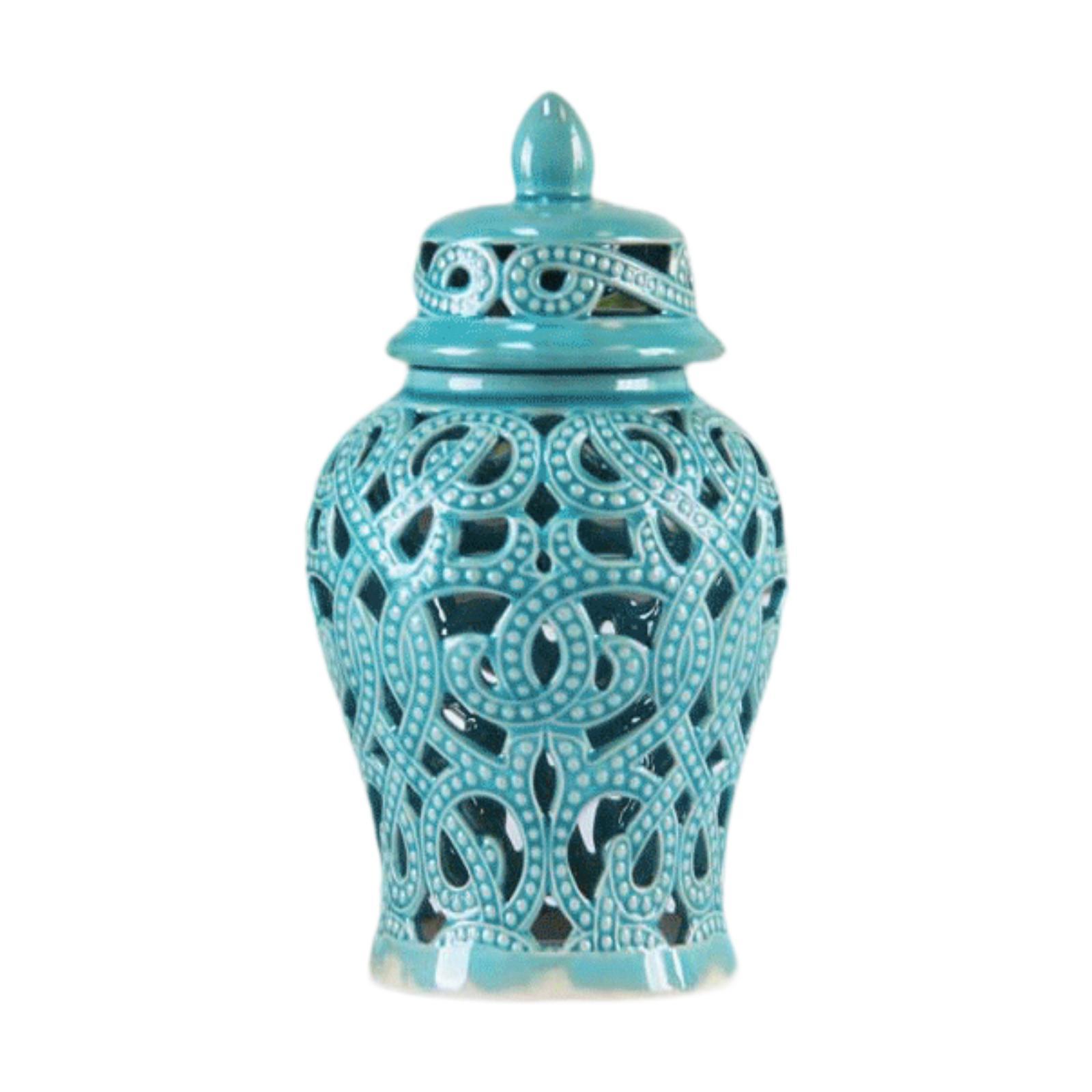 Temple Jar Covered Jar Flower Arrangement Weddings Desk Ceramic Ginger Jar синий
