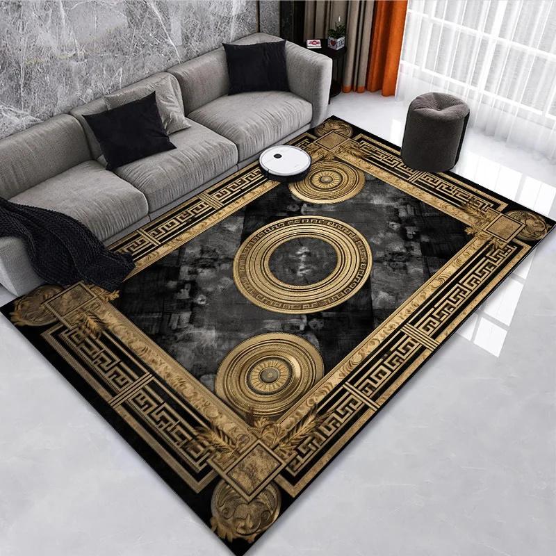 

European Vintage Style Area Rug With Artistic Geometric Border And Retro Pattern Designs Soft Luxury Decorative Carpet 40x60CM