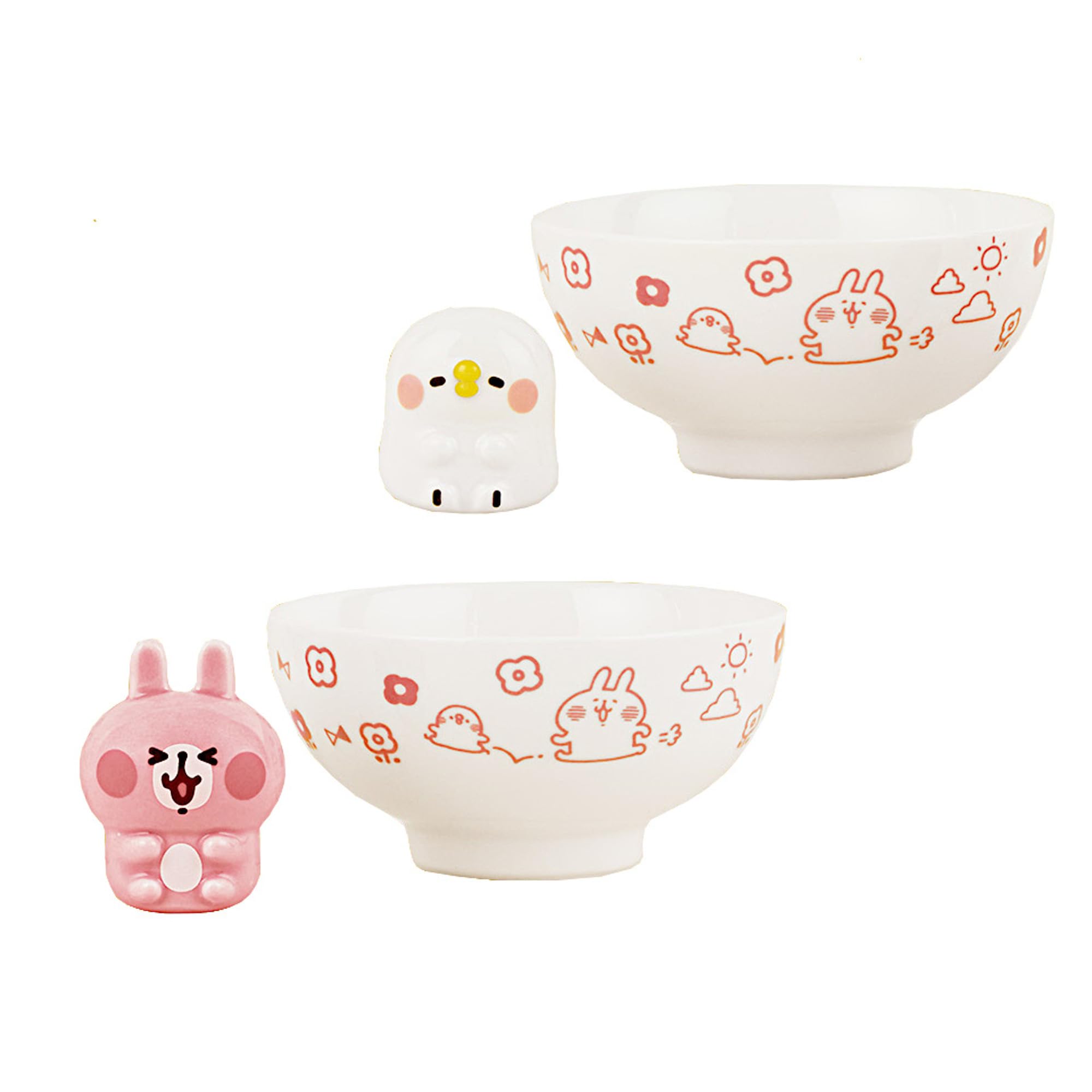 

Набор мисок для развлечений «Маленькие животные» Юрутто с керамической подставкой для палочек для еды, фигурки 2 типа Канахей [полный комплект]