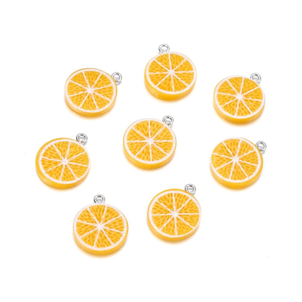 10 Stück/Los Niedliche Gemüse-Früchte Harz-Anhänger Kirsche Orange Erdbeere Halskette Armband Anhänger Für DIY Schmuckherstellung Zubehör