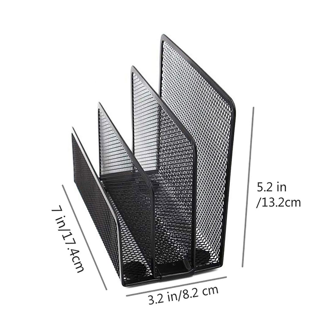 VANRA Letter Rack, File Box, Magazine Rack, Metal Mesh, Mini Letter Rack, Desk Organizer, Document Tray, Desktop Storage, Office Supplies, Black, Set