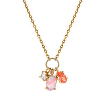 Shertz [Rosa/Mintgrün/Weiß] Edelsteinspitzen-Halskette (14k)