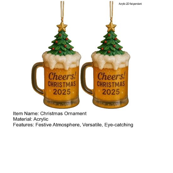 Christmas Drink Cup Ornaments Acrylic Hanging Decor for Tree Car Mirror Festive Birthday Party