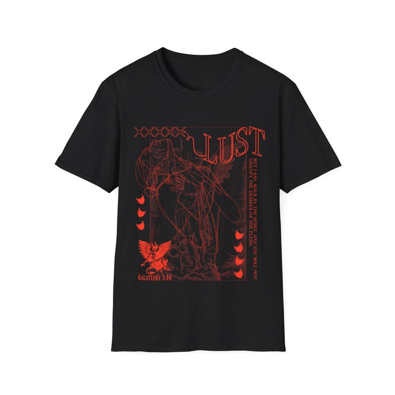 2026 Summer Fashion Trendy Tee Unisex Vintage Top Deadly Sins Sloth T-shirt Deadly Sins Lust T-shirt Dark Gothic Sin Typography S