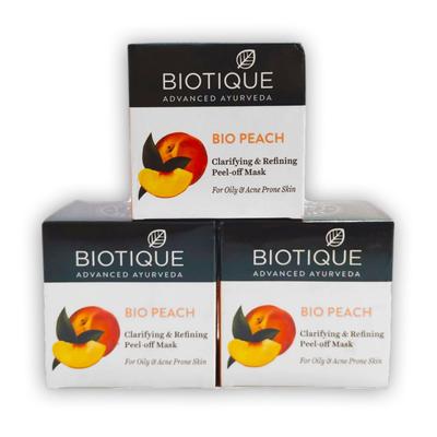 Masque pour le visage avec nettoyage à la pêche (3 x 50 g), Ensemble de masques peel-off affinants à la pêche bio,