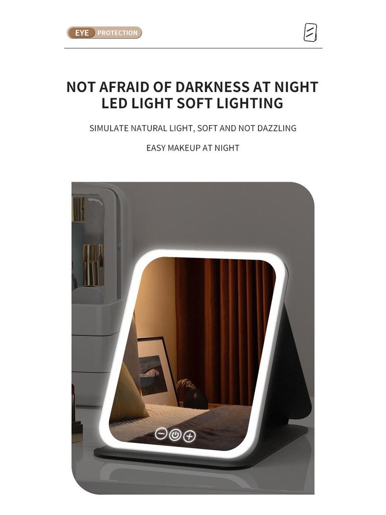 Portable Rechargeable LED Makeup Mirror: Foldable Vanity with Light & Leather Case