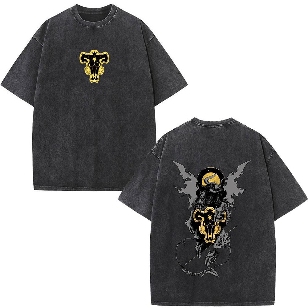 Anime Black Clover Yami Sukehiro Graphic T-shirts Vintage Washed Men Women Fashion Hip Hop T Shirts Casual Short Sleeve T-shirt
