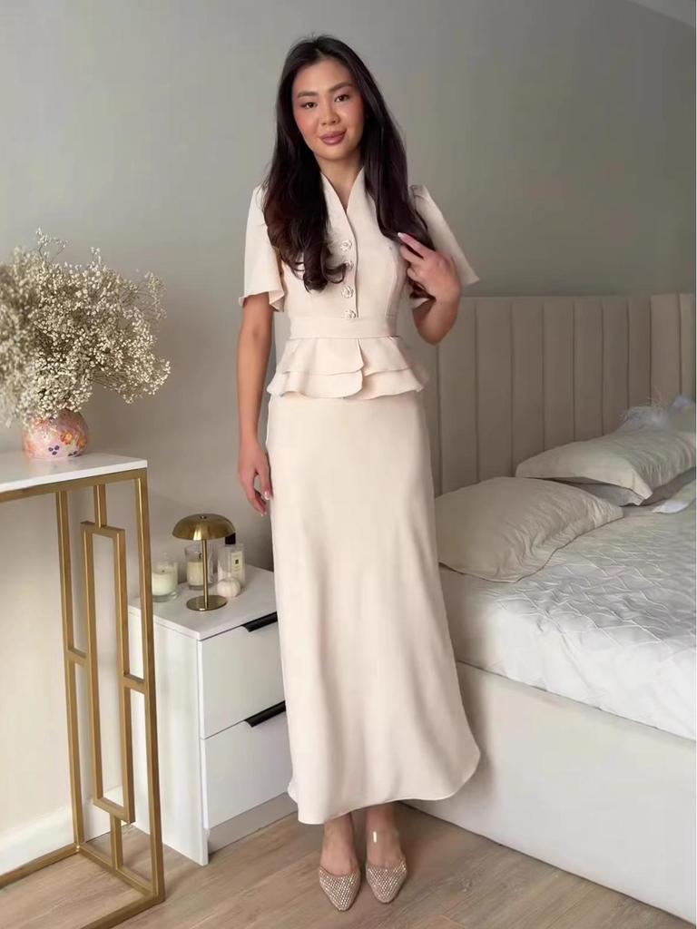 Women's 2026 Elegant Cardigan Short-Sleeve Top and Long Skirt Set