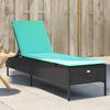 Black Sun Lounger with Cushions Poly Rattan