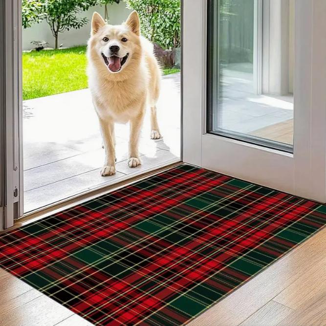 Christmas Door Mat Red Christmas Tree Bell Entrance Mat Soft Bathroom Mats Kitchen and Household Floor Mats, Holiday Decoration